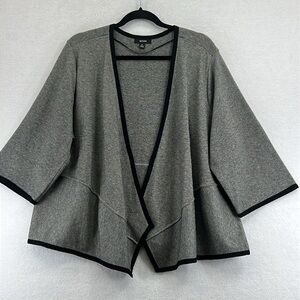 Alfani Women’s Knit Jacket Plus Sz 3X Gray & Black Cotton/Rayon Open Front Soft